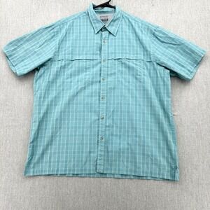 Arrow Button Up Shirt Mens XL Blue Plaid Short Sleeve Outdoor Performance